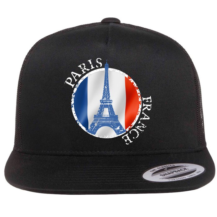 Paris France Peace Eiffel Tower Flag Flatbill Hat