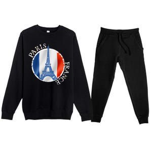 Paris France Peace Eiffel Tower Flag Premium Crewneck Sweatsuit Set