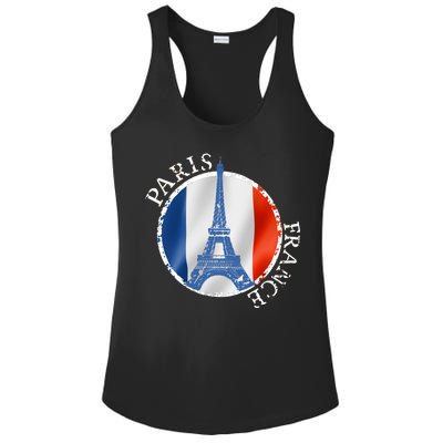 Paris France Peace Eiffel Tower Flag Ladies PosiCharge Competitor Racerback Tank