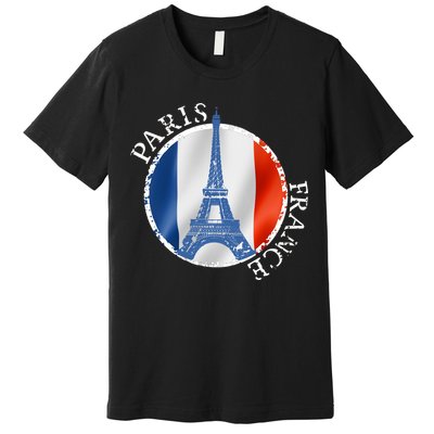 Paris France Peace Eiffel Tower Flag Premium T-Shirt