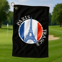 Paris France Peace Eiffel Tower Flag Golf Towel