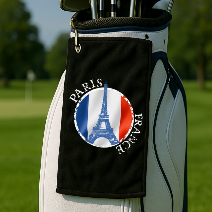 Paris France Peace Eiffel Tower Flag Golf Towel