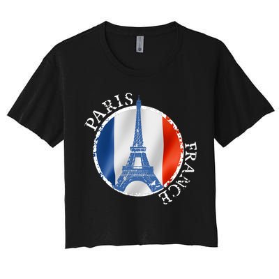 Paris France Peace Eiffel Tower Flag Crop Top