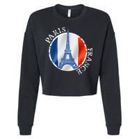 Paris France Peace Eiffel Tower Flag Cropped Pullover Crew