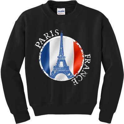 Paris France Peace Eiffel Tower Flag Kids Sweatshirt