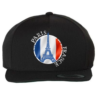 Paris France Peace Eiffel Tower Flag Wool Snapback Cap