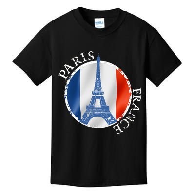 Paris France Peace Eiffel Tower Flag Kids T-Shirt