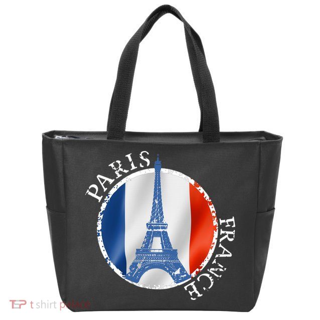Paris France Peace Eiffel Tower Flag Zip Tote Bag