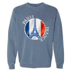 Paris France Peace Eiffel Tower Flag Garment-Dyed Sweatshirt