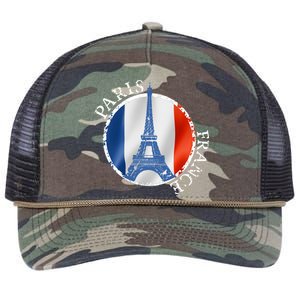 Paris France Peace Eiffel Tower Flag Retro Rope Trucker Hat Cap