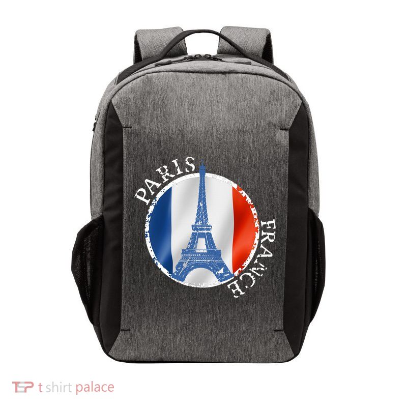 Paris France Peace Eiffel Tower Flag Vector Backpack