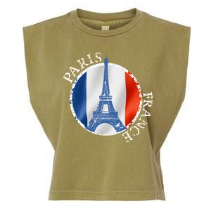 Paris France Peace Eiffel Tower Flag Garment-Dyed Women's Muscle Tee