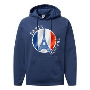 Paris France Peace Eiffel Tower Flag Performance Fleece Hoodie