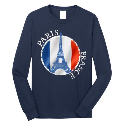 Paris France Peace Eiffel Tower Flag Long Sleeve Shirt