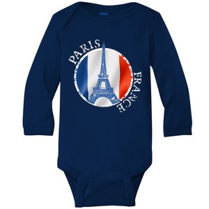 Paris France Peace Eiffel Tower Flag Baby Long Sleeve Bodysuit