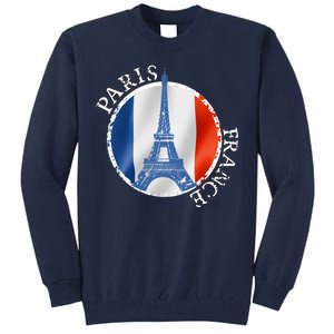 Paris France Peace Eiffel Tower Flag Tall Sweatshirt