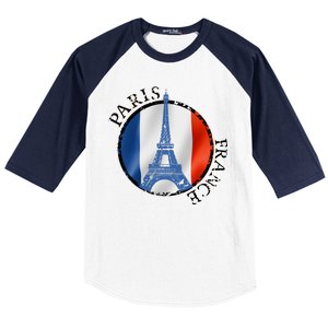 Paris France Peace Eiffel Tower Flag Baseball Sleeve Shirt