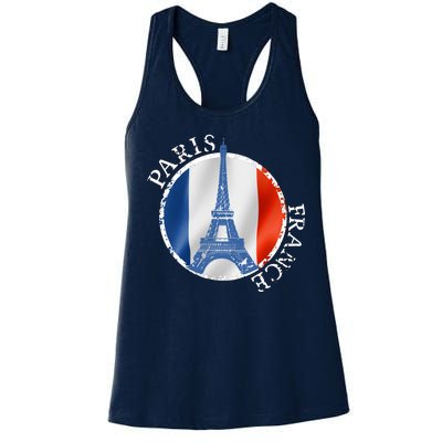 Paris France Peace Eiffel Tower Flag Women's Racerback Tank