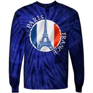 Paris France Peace Eiffel Tower Flag Tie-Dye Long Sleeve Shirt