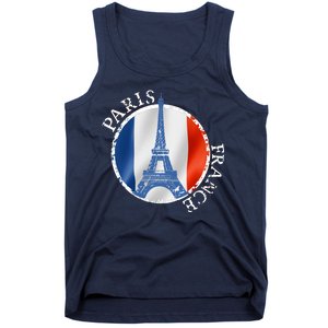 Paris France Peace Eiffel Tower Flag Tank Top