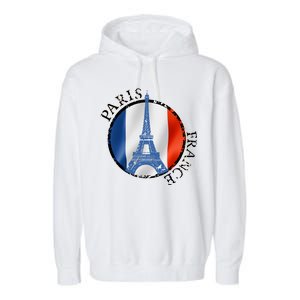 Paris France Peace Eiffel Tower Flag Garment-Dyed Fleece Hoodie