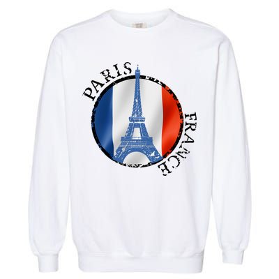 Paris France Peace Eiffel Tower Flag Garment-Dyed Sweatshirt