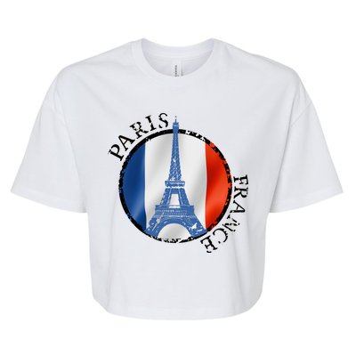 Paris France Peace Eiffel Tower Flag Bella+Canvas Jersey Crop Tee