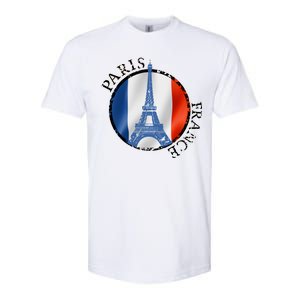 Paris France Peace Eiffel Tower Flag Softstyle CVC T-Shirt