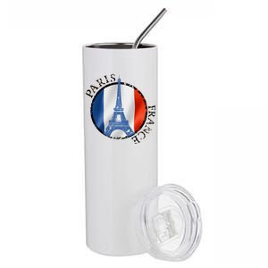 Paris France Peace Eiffel Tower Flag Stainless Steel Tumbler