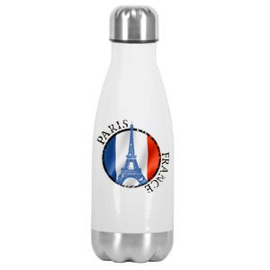 Paris France Peace Eiffel Tower Flag Stainless Steel Insulated Water Bottle