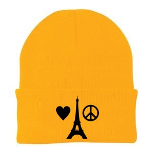 Paris Peace Sign Eiffel Tower Knit Cap Winter Beanie