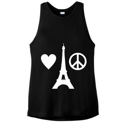 Paris Peace Sign Eiffel Tower Ladies PosiCharge Tri-Blend Wicking Tank