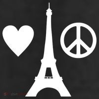 Paris Peace Sign Eiffel Tower 7 Panel Mesh Trucker Snapback Hat
