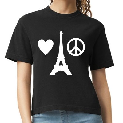 Paris Peace Sign Eiffel Tower Comfort Colors Boxy T-Shirt