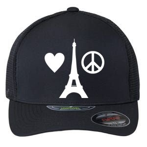 Paris Peace Sign Eiffel Tower Flexfit Unipanel Trucker Cap