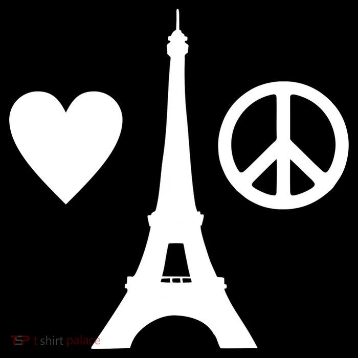 Paris Peace Sign Eiffel Tower Button