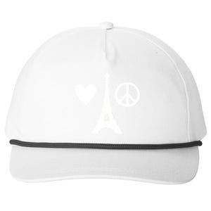 Paris Peace Sign Eiffel Tower Snapback Five-Panel Rope Hat