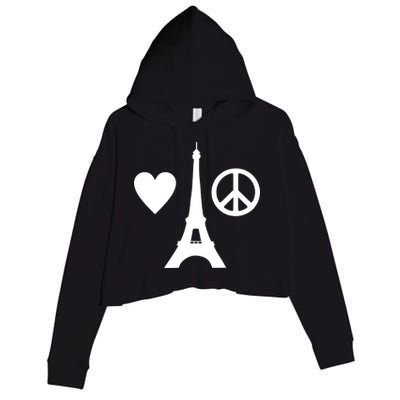 Paris Peace Sign Eiffel Tower Crop Fleece Hoodie