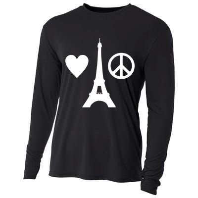 Paris Peace Sign Eiffel Tower Cooling Performance Long Sleeve Crew