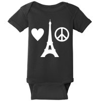 Paris Peace Sign Eiffel Tower Baby Bodysuit