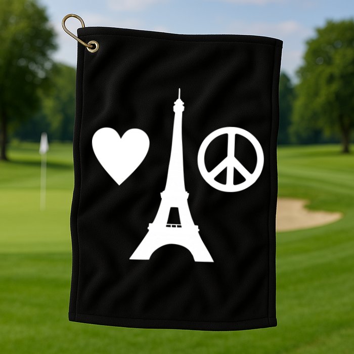 Paris Peace Sign Eiffel Tower Golf Towel