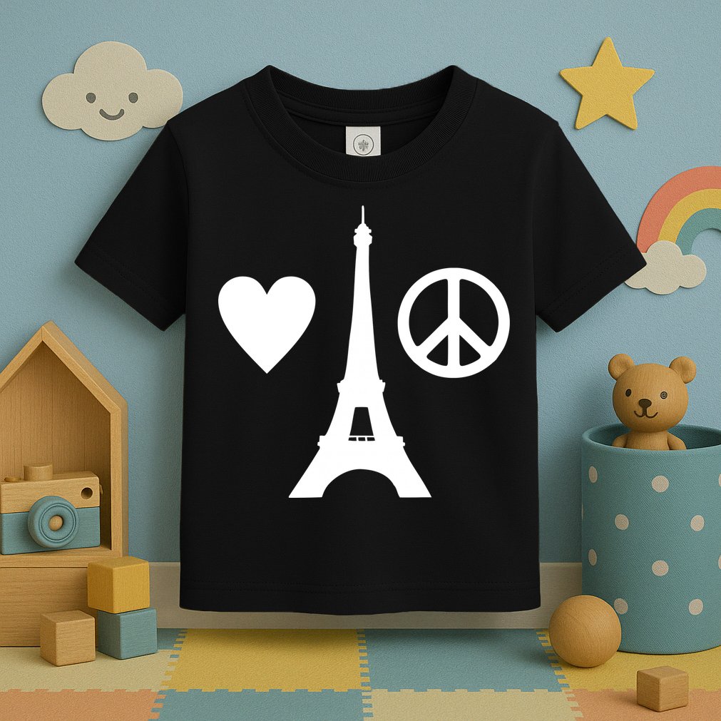 Paris Peace Sign Eiffel Tower Toddler T-Shirt