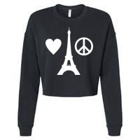 Paris Peace Sign Eiffel Tower Cropped Pullover Crew