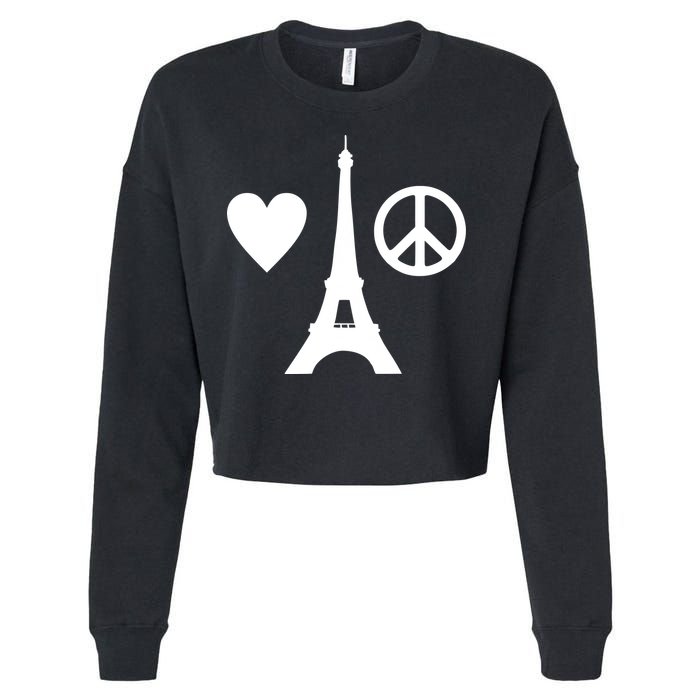 Paris Peace Sign Eiffel Tower Cropped Pullover Crew