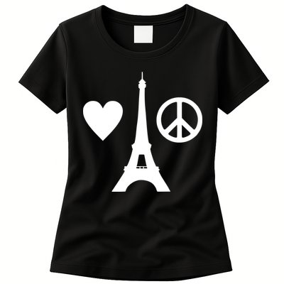 Paris Peace Sign Eiffel Tower Womens T-Shirt
