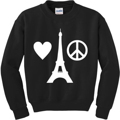 Paris Peace Sign Eiffel Tower Kids Sweatshirt