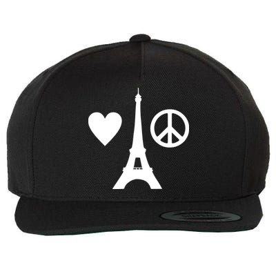 Paris Peace Sign Eiffel Tower Wool Snapback Cap