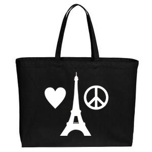 Paris Peace Sign Eiffel Tower Cotton Canvas Jumbo Tote