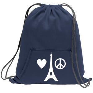 Paris Peace Sign Eiffel Tower Sweatshirt Cinch Pack Bag