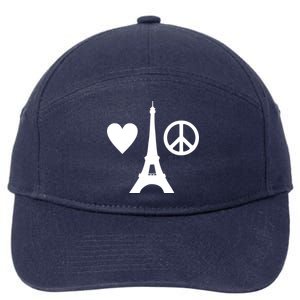 Paris Peace Sign Eiffel Tower 7-Panel Snapback Hat